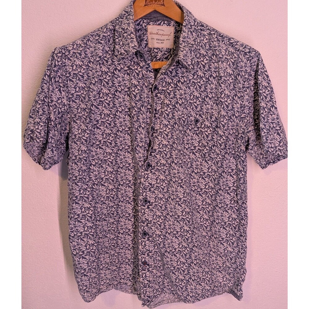 WEATHERPROOF SHORT SLEEVE FLORAL PRINT BUTTON Up SHIRT Men's Size L Large (850m)